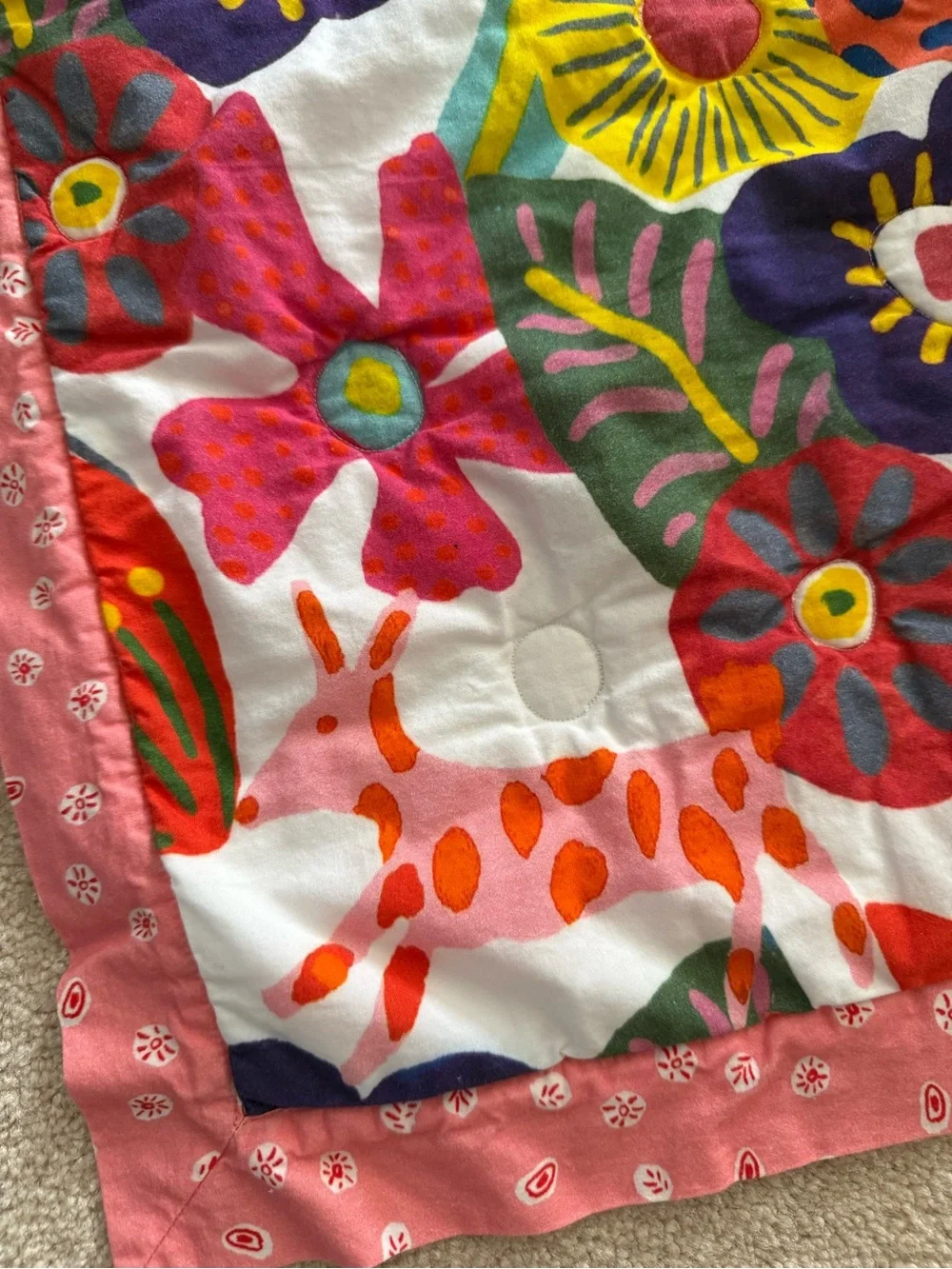 Anthropologie Isabelle Floral Animal Pattern Toddler Quilt